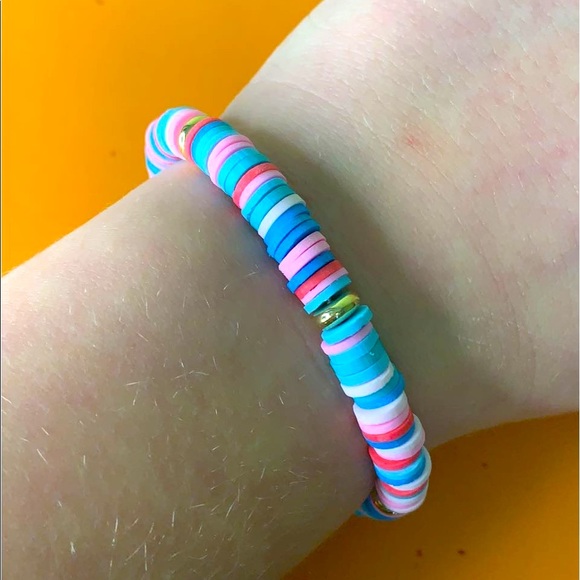 Aesthetic blue and pink clay bead bracelet🌊🌸 - Picture 5 of 5